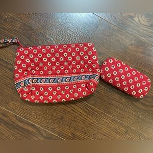 Vera Bradley Red Floral Small Travel Bag & Eye Glass Case